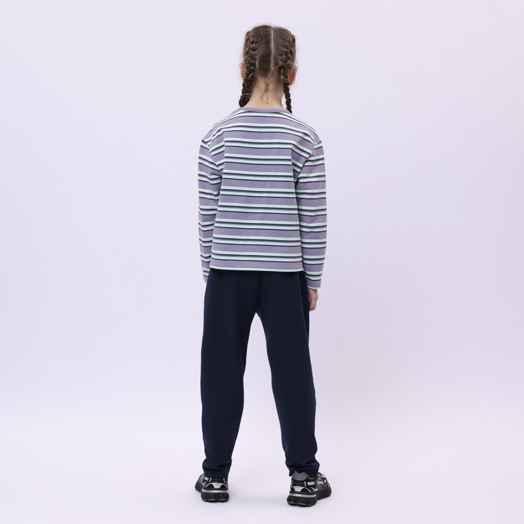 YWDU280-2 Lifestyle Crew Neck Sweatshirt Turbidity Purple Stripes